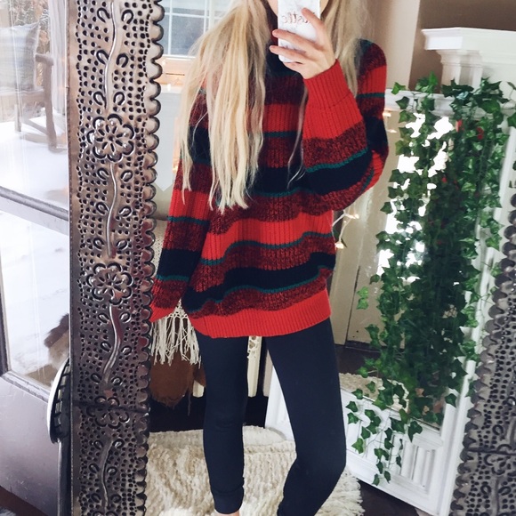 Sweaters - 70s Fishermans Knit Teal Ozark Woven Sweater G13